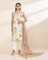 Unstitched Women's Off White Lawn 3 Piece Suit